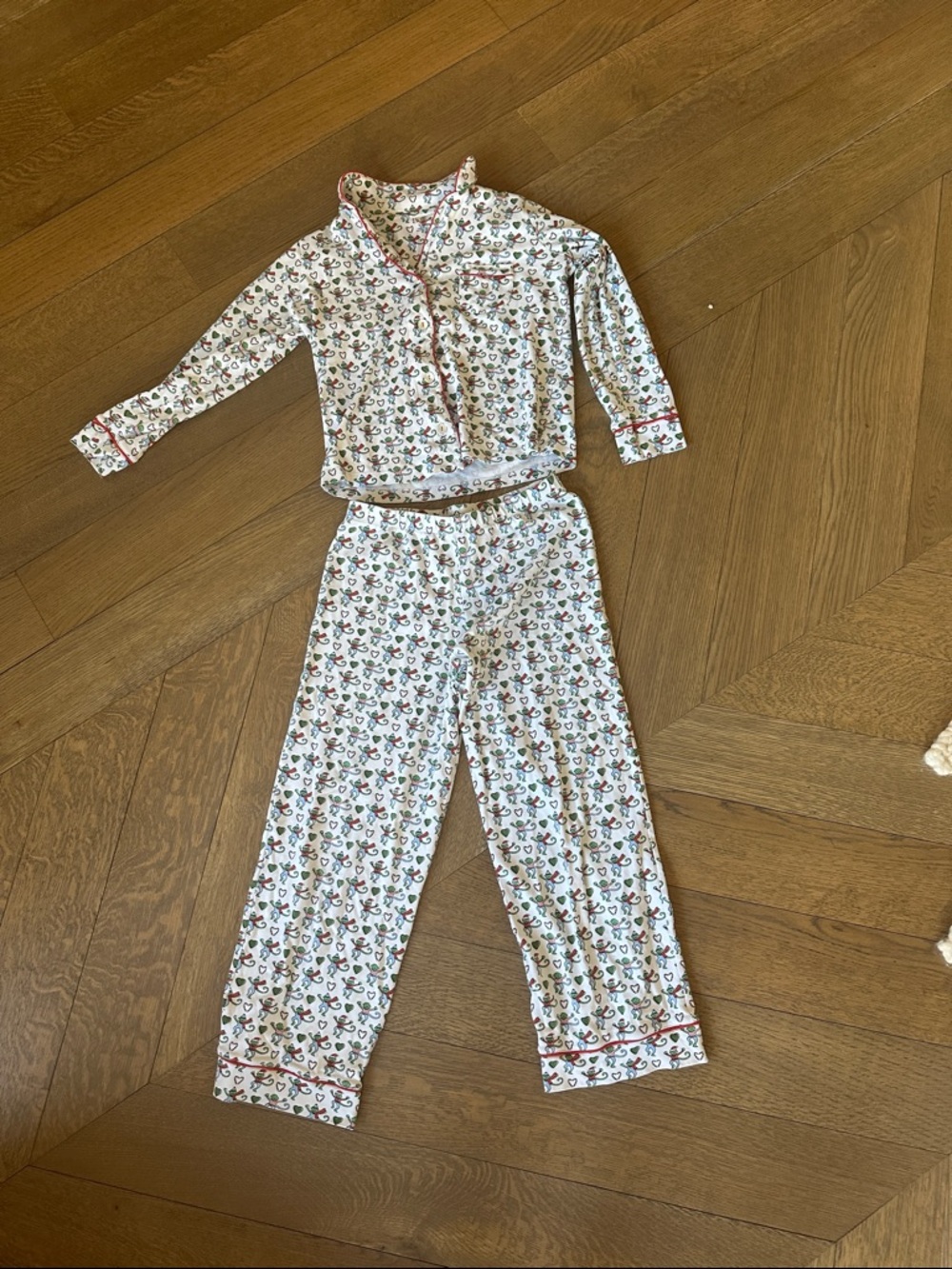 Roberta Roller Rabbit White Floral Pajama Set with Pink Trim